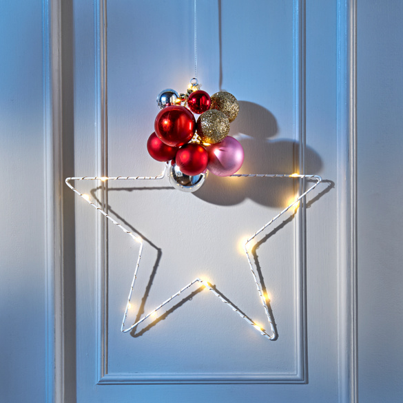 Étoile LED ornée de boules Eldo