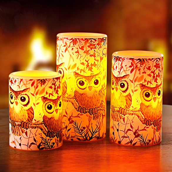 Lot de 3 bougies LED "Hibou" Eldo