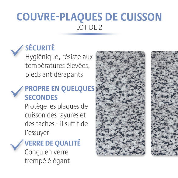 Lot de 2 couvre-plaques de cuisson "Granit" Basilico
