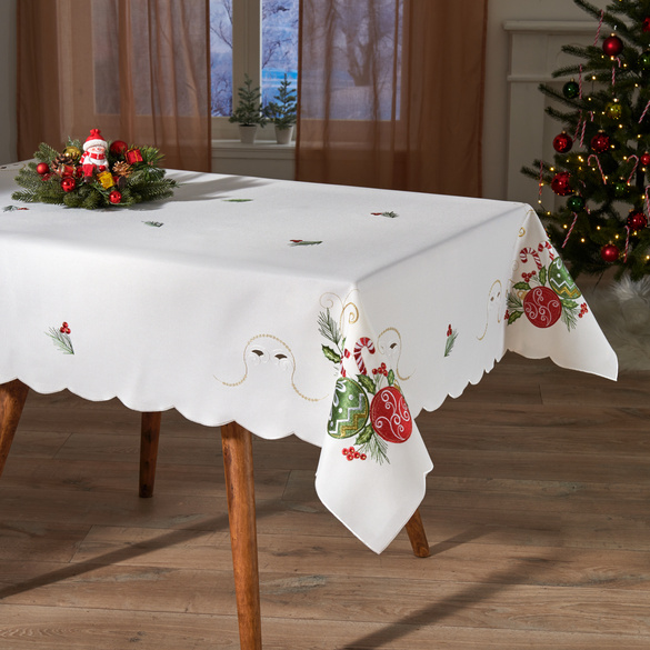 Nappe "Boules de Noël" 130 x 220 cm Eldo