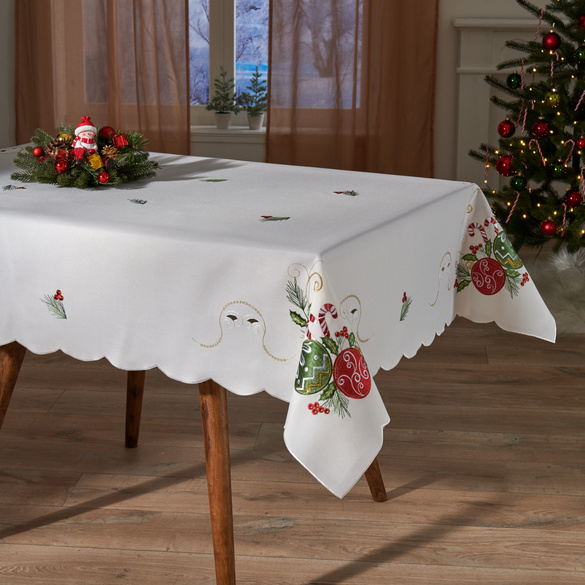 Nappe "Boules de Noël" 130 x 120 cm Eldo