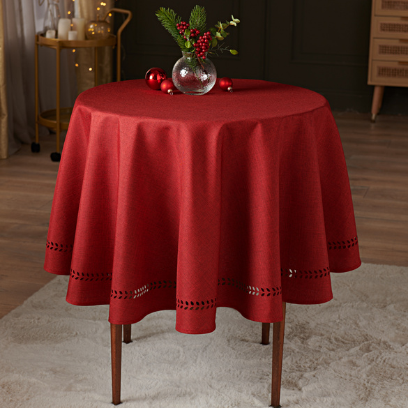 Nappe "Feuilles" Ø 140 cm Eldo, rouge