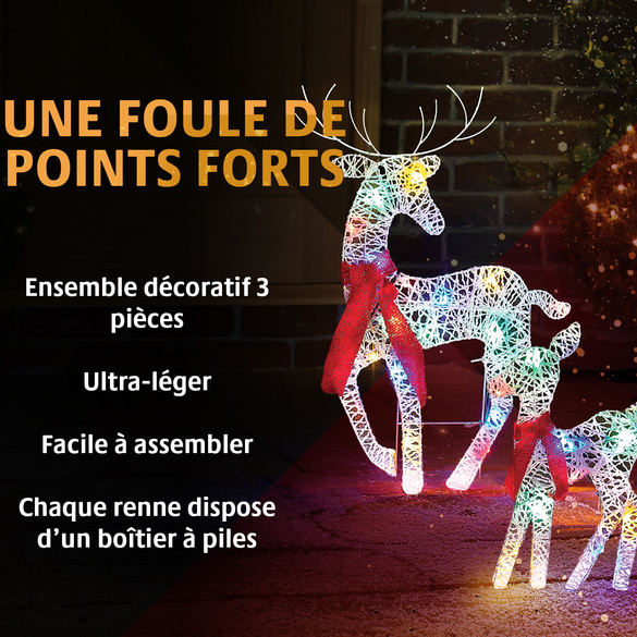 Famille de rennes LED 3 pcs.
