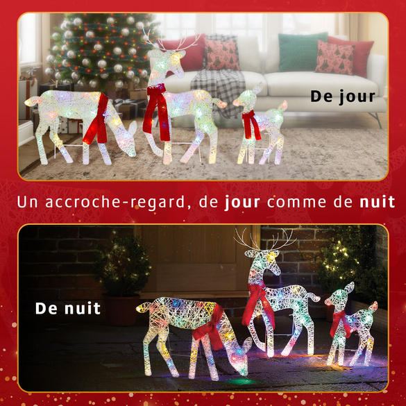 Famille de rennes LED 3 pcs.