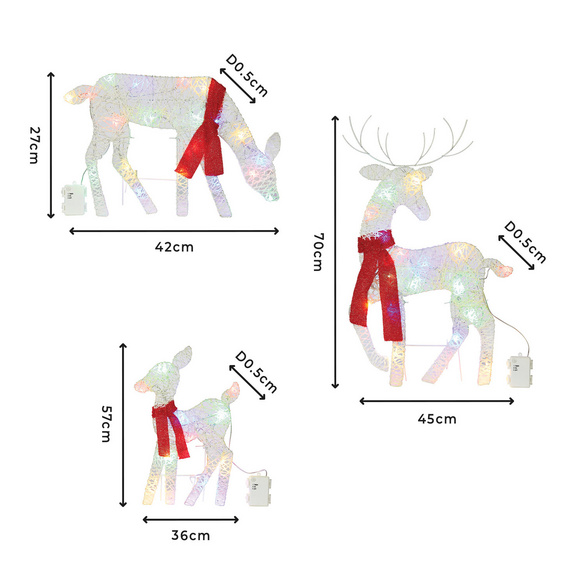 Famille de rennes LED 3 pcs.