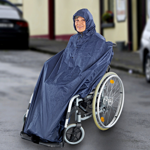 Cape de pluie pour fauteuil roulant, bleu foncé