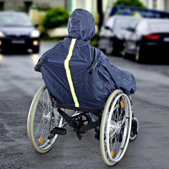 Cape de pluie pour fauteuil roulant, bleu foncé