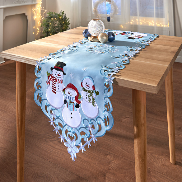 Chemin de table "Bonhomme de neige" 130 x 40 cm Eldo