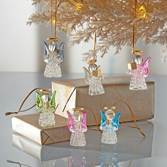 Lot de 6 anges en verre Eldo