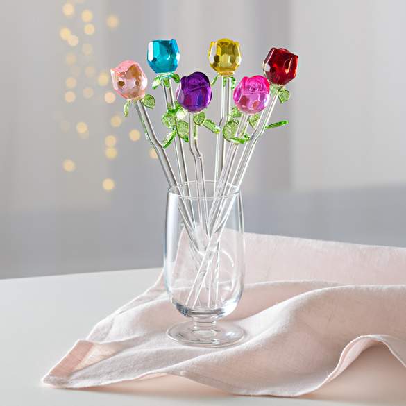 Lot de 6 roses en verre Eldo