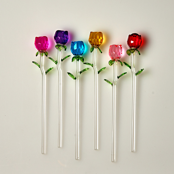 Lot de 6 roses en verre Eldo