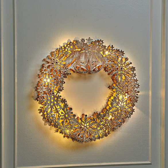 Couronne en bois LED, blanc Eldo