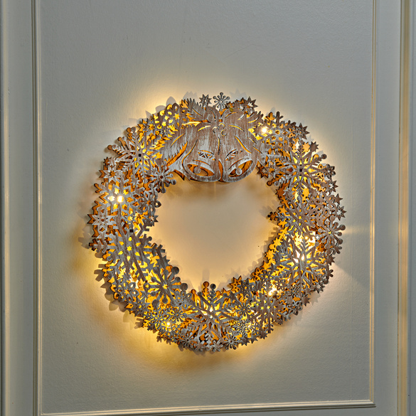 Couronne en bois LED, blanc Eldo