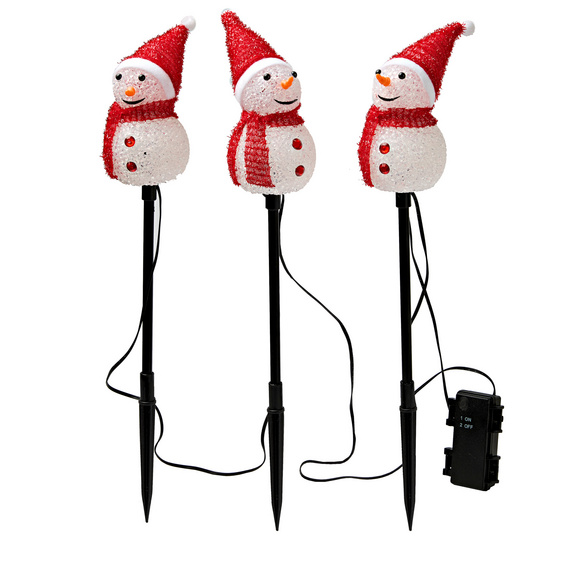 Piquet solaire Bonhomme de neige, lot de 3