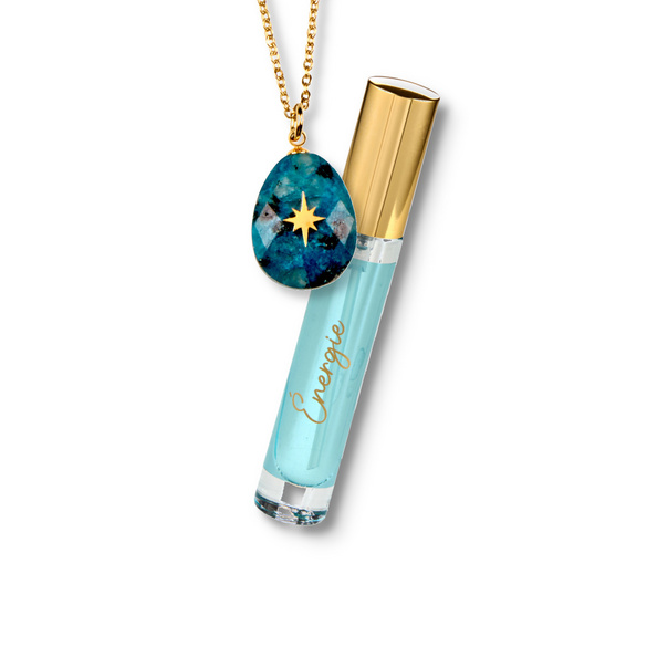 Ensemble parfum " Energie" et collier " Apatite bleue"