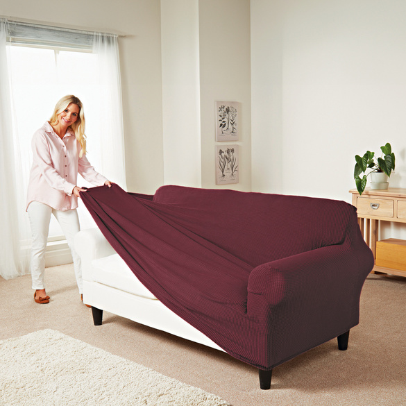 Housse pour canapé 3 places, bourgogne Eldo