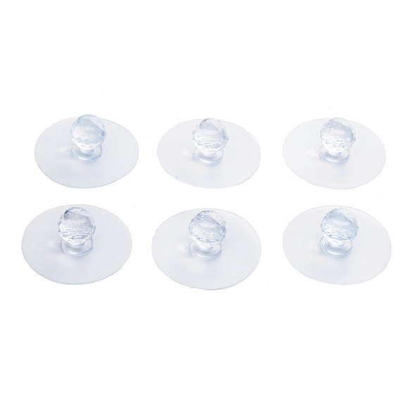 Lot de 6 boutons cristal auto-adhésifs