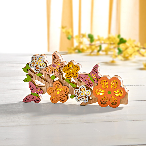 Décoration à LED en bois "Fleurs" Eldo