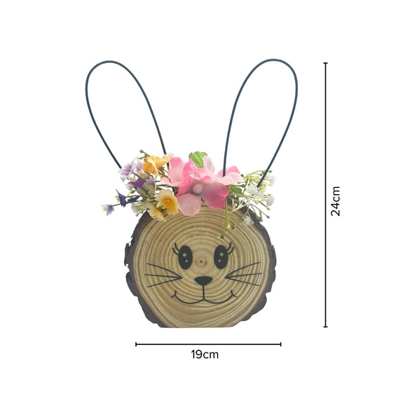 Lot de 3 décorations en bois "Têtes de lapins" Eldo