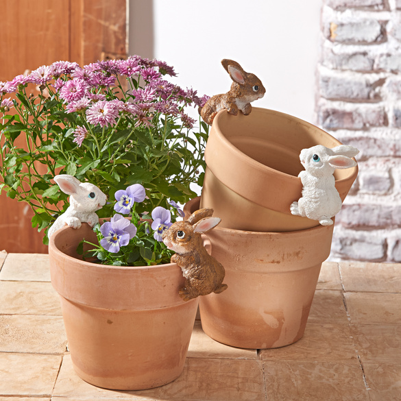 Lot de 4 Lapins pour pots de fleurs Gainsborough