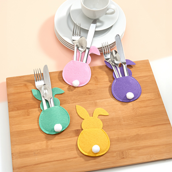 Lot de 4 pochettes à couverts "Lapin" Eldo