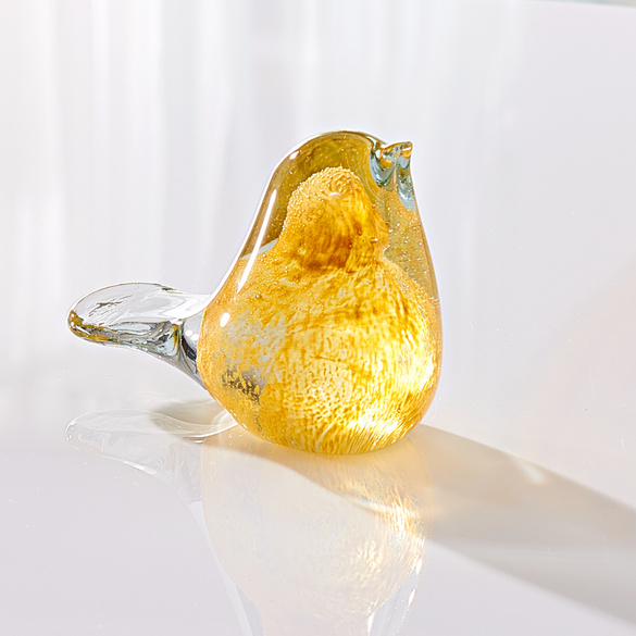 Oiseau en verre Eldo, jaune citron