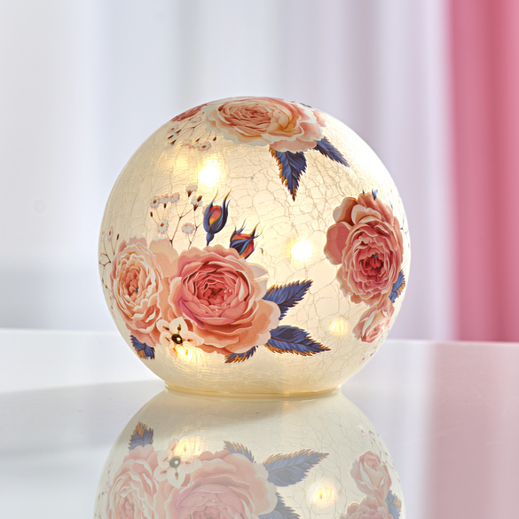 Boule en verre LED "Roses"