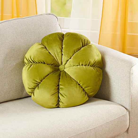 Coussin en velours "Citrouille" Eldo, vert clair