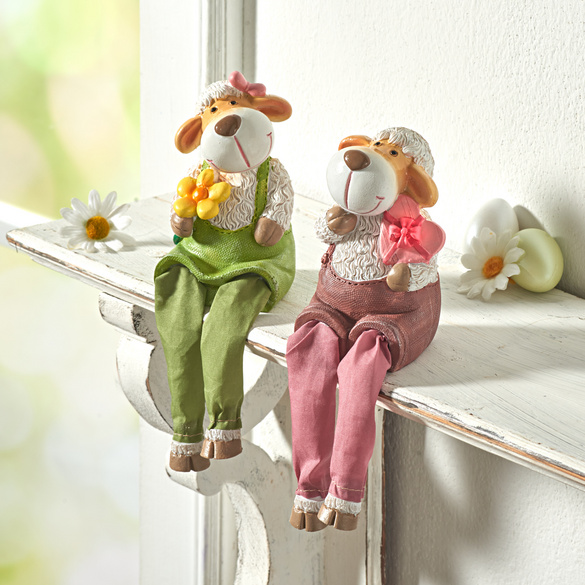 Lot de 2 figurines bord d’ètagère "Couple de moutons" Eldo