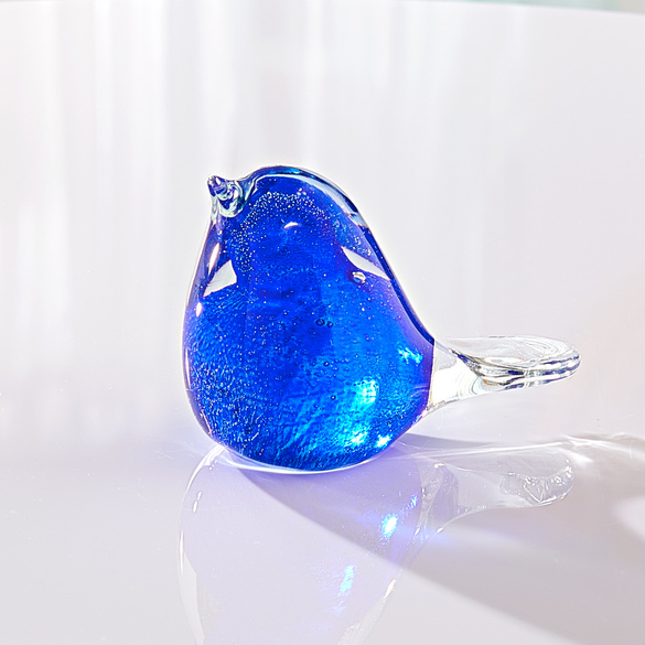 Oiseau en verre Eldo, bleu saphire