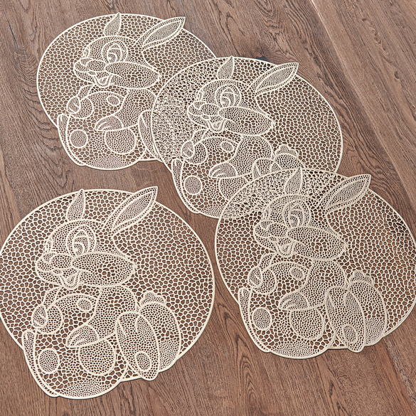 Lot de 4 sets de table "Pâques", coloris or