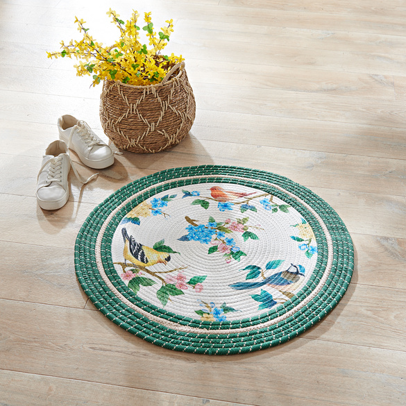 Tapis tressé "Oiseaux & fleurs" Eldo