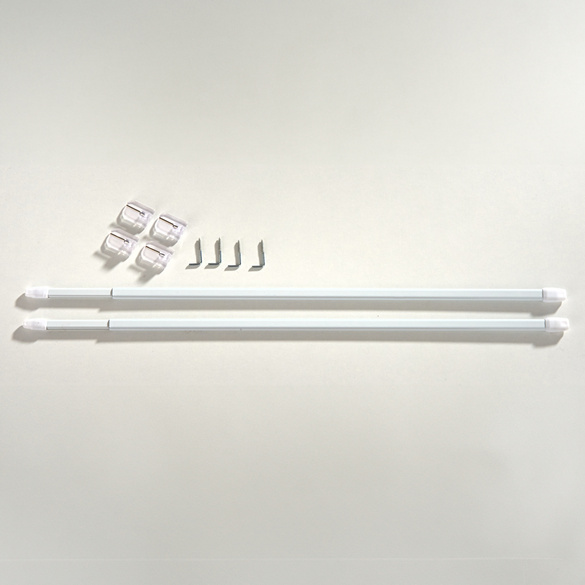 Set de 2 tringles à rideaux et 4 crochets M Clarsen