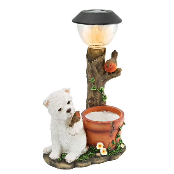 Pot de fleurs solaire avec Westie Gainsborough