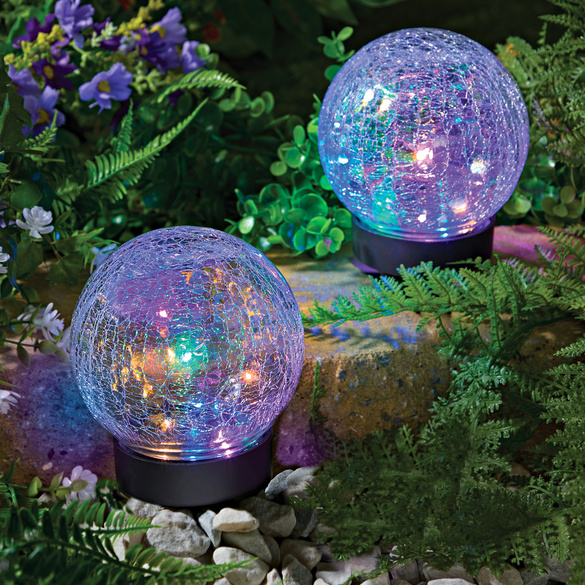 Lot de 2 boules solaires en verre, Gainsborough