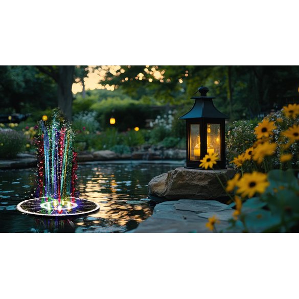 Fontaine solaire avec couleurs changeantes Gainsborough