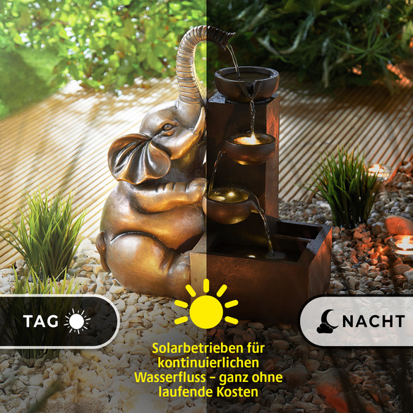 Fontaine solaire avec éléphant Gainsborough