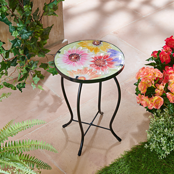 Table en verre "Fleurs"