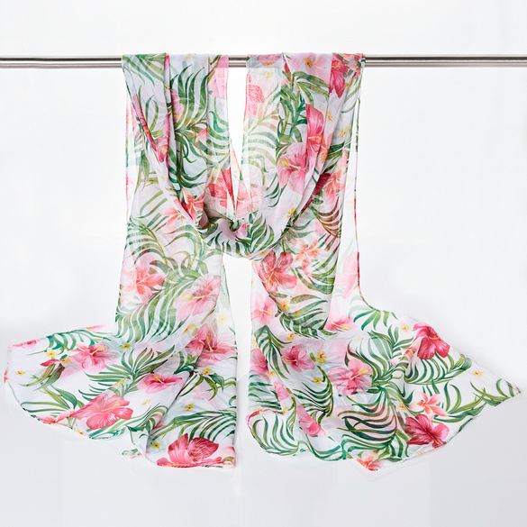Écharpe en mousseline "Hibiscus"