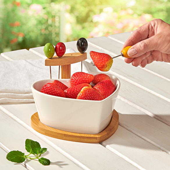 Coupe à fruits "Cœur" avec piques Eldo