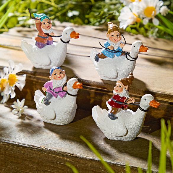 Figurines décoratives Nain de jardin "Course de canards", lot de 4 Gainsborough