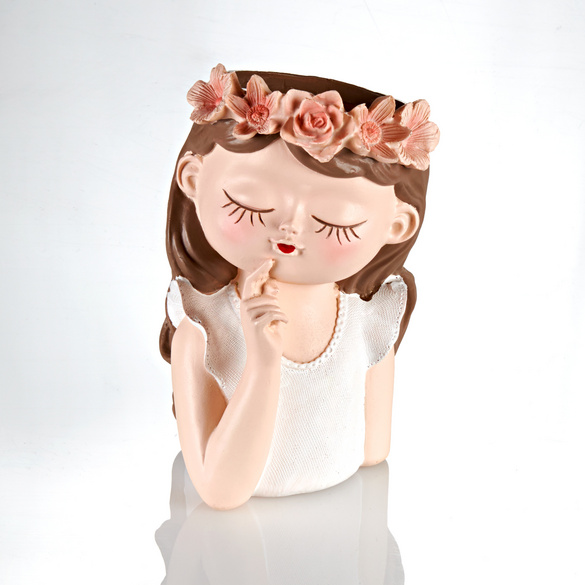 Pot de fleurs "Fillette" Eldo Avec bouche en cœur et couronne de fleurs