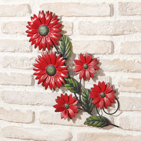 Décoration murale en métal "Tournesols" Eldo, rouge