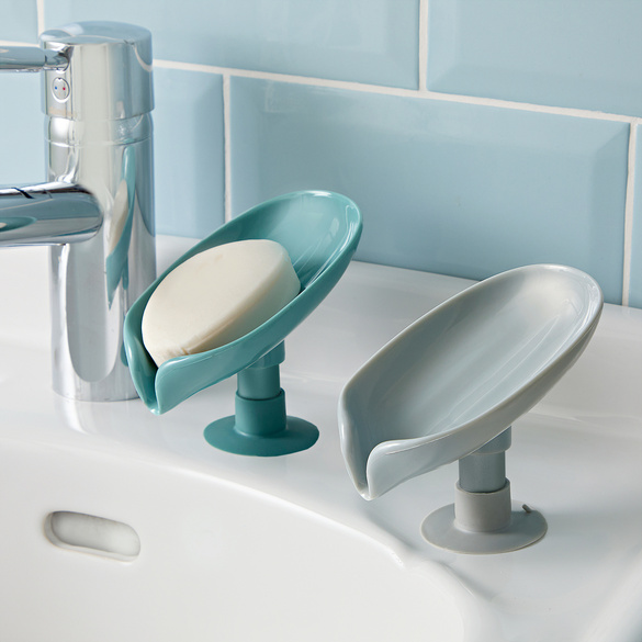Lot de 2 porte-savons, gris et turquoise