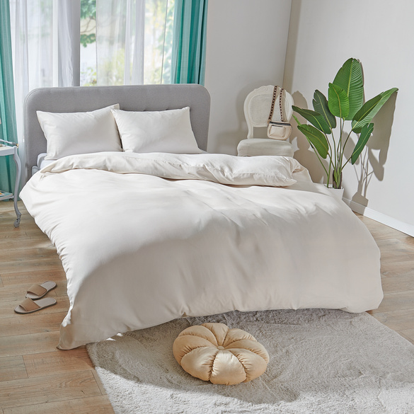 Parure de lit  Tencel avec drap 3 pièces Eldo, crème