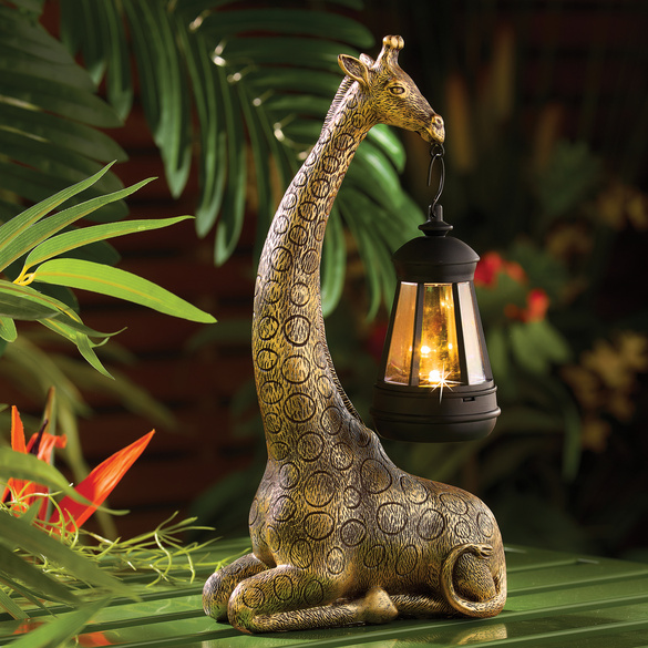 Déco solaire girafe avec lanterne
