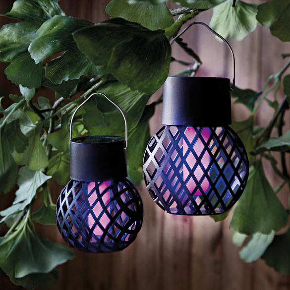 Lot de 2 lanternes solaires avec flammes