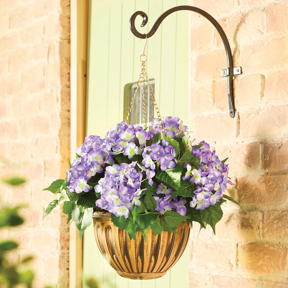 Suspension jardinière "Hortensias", bleu-rose