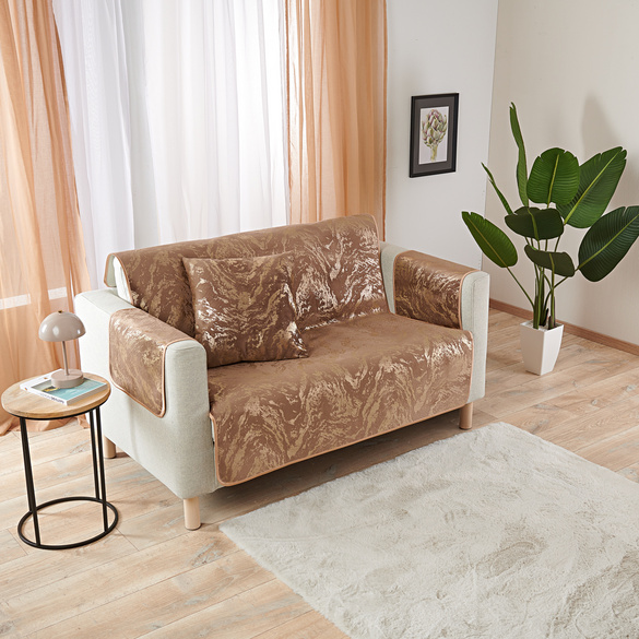 Jeté de canapé 2 places 120 x 150 cm Eldo, beige gris