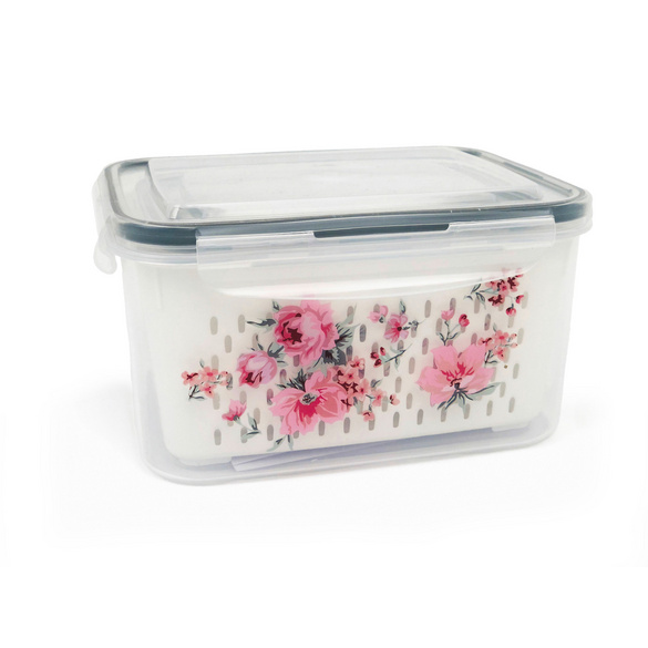 Lot de 3 boîtes de conservation à motif floral